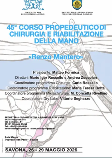 45° Corso Propedeutico di Chirurgia e Riabilitazione della Mano