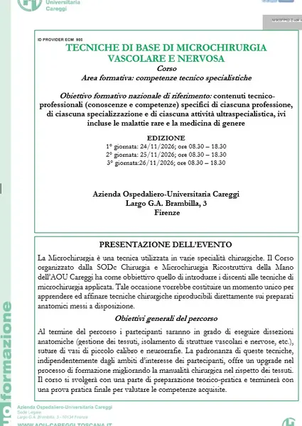 TECNICHE DI BASE DI MICROCHIRURGIA VASCOLARE E NERVOSA
