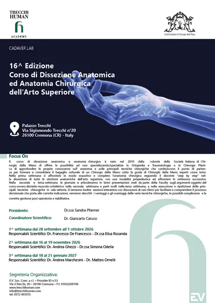 Corso di Dissezione Anatomica ed Anatomia Chirurgica dell'Arto Superiore - 1^ settimana