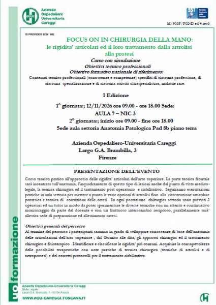 FOCUS ON IN CHIRURGIA DELLA MANO: le rigidità articolari ed il loro trattamento dalla artrolisi alla protesi