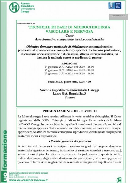 TECNICHE DI BASE DI MICROCHIRURGIA VASCOLARE E NERVOSA