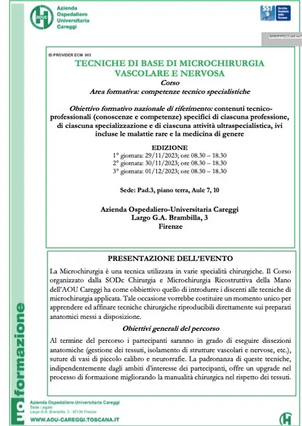 TECNICHE DI BASE DI MICROCHIRURGIA VASCOLARE E NERVOSA