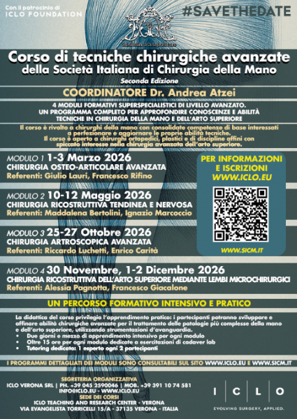 Corso di tecniche chirurgiche avanzate della Società Italiana di Chirurgia della Mano - Modulo 2 CHIRURGIA RICOSTRUTTIVA TENDINEA E NERVOSA