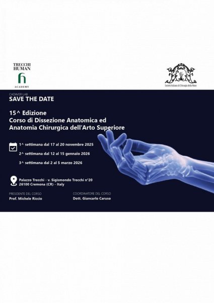 Corso Dissezione Anatomica ed Anatomia Chirurgica dell'Arto Superiore