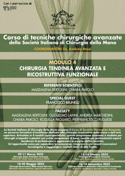 Modulo di chirurgia tendinea avanzata e ricostruttiva funzionale
