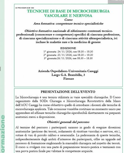 TECNICHE DI BASE DI MICROCHIRURGIA VASCOLARE E NERVOSA