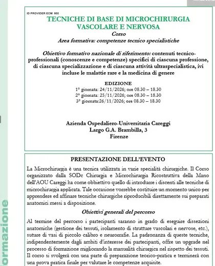 TECNICHE DI BASE DI MICROCHIRURGIA VASCOLARE E NERVOSA
