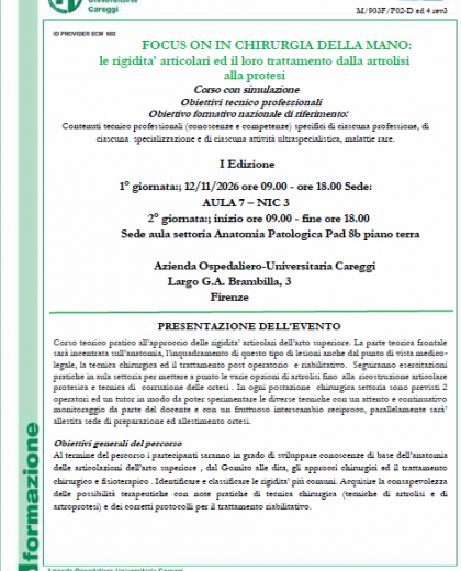 FOCUS ON IN CHIRURGIA DELLA MANO: le rigidità articolari ed il loro trattamento dalla artrolisi alla protesi