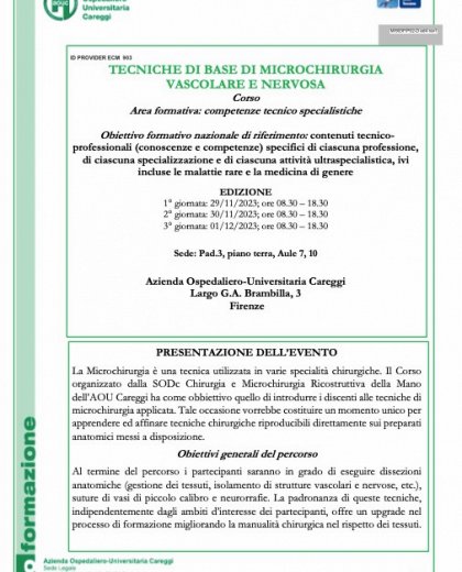 TECNICHE DI BASE DI MICROCHIRURGIA VASCOLARE E NERVOSA