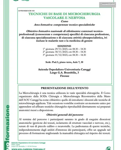 TECNICHE DI BASE DI MICROCHIRURGIA VASCOLARE E NERVOSA
