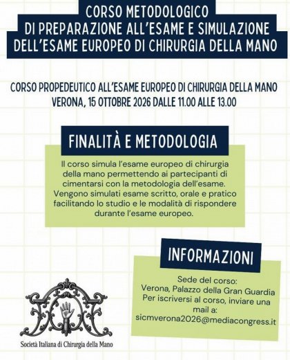 Corso propedeutico all'esame Europeo di Chirurgia della Mano