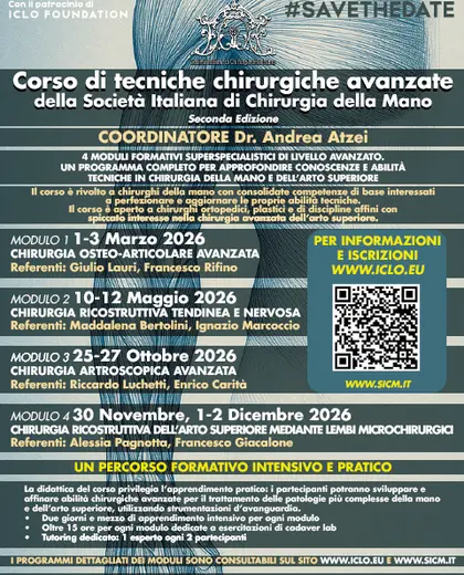 Corso di tecniche chirurgiche avanzate della Società Italiana di Chirurgia della Mano - Modulo 2 CHIRURGIA RICOSTRUTTIVA TENDINEA E NERVOSA