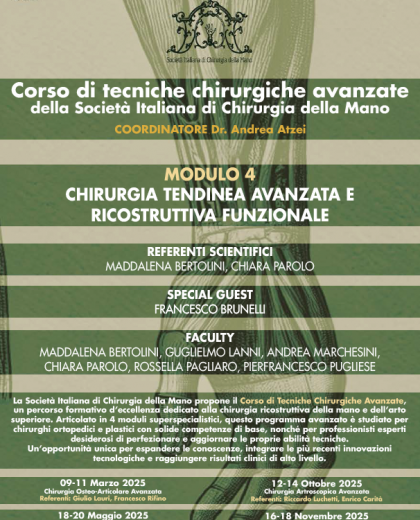 Modulo di chirurgia tendinea avanzata e ricostruttiva funzionale
